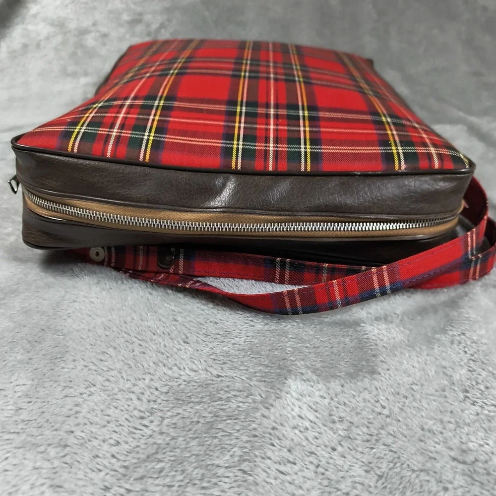 Vintage Troy Leisure Blanket‎ And Bag Red Plaid Tartan Carrying Case Made In USA